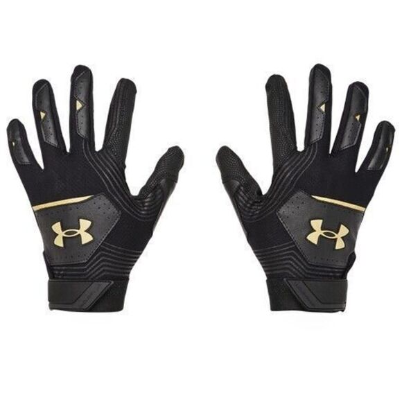 Under Armour 1365461 005 Men’s Sz Small Black/Gold Clean Up 21 Batting Gloves - Picture 1 of 6